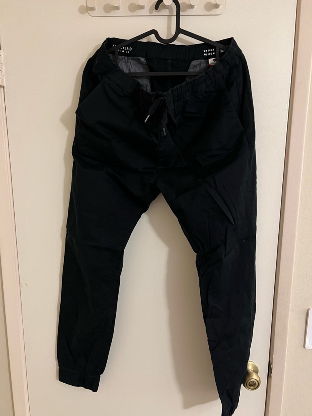 Men's Black Drawstring Jogger Pants - Casual Elastic Waist